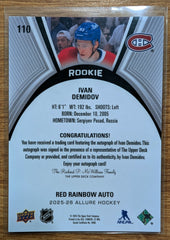 2025-26 Allure Hockey Ivan Demidov Red Rainbow Auto