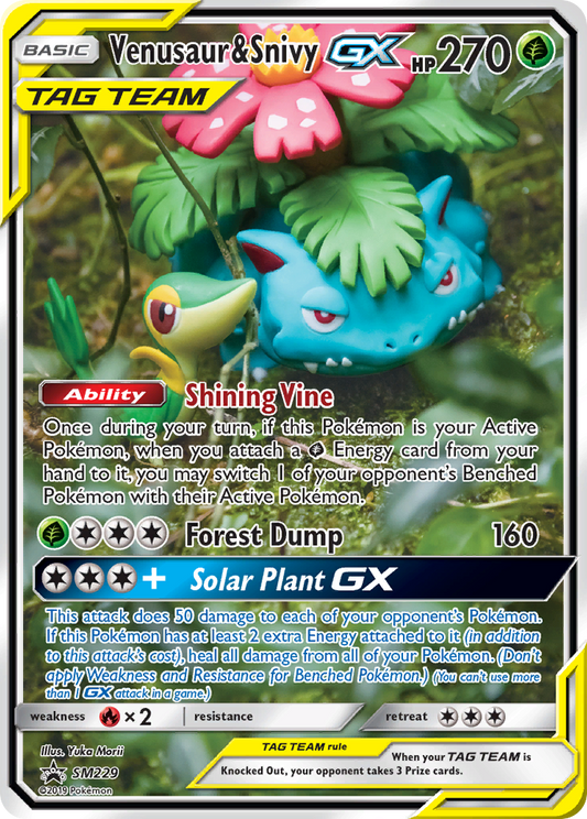 Venusaur & Snivy-GX - SM229 - SM Black Star Promos