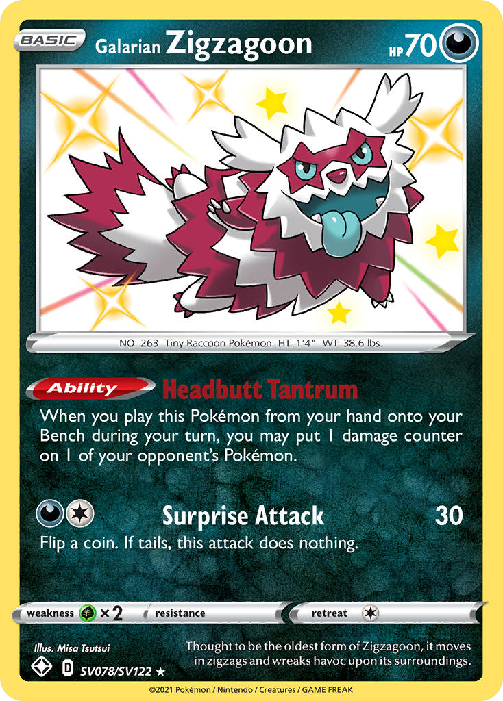 Galarian Zigzagoon - SV078 - Shining Fates Shiny Vault