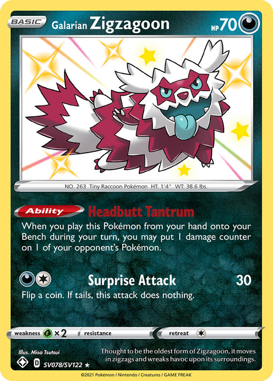 Galarian Zigzagoon - SV078 - Shining Fates Shiny Vault