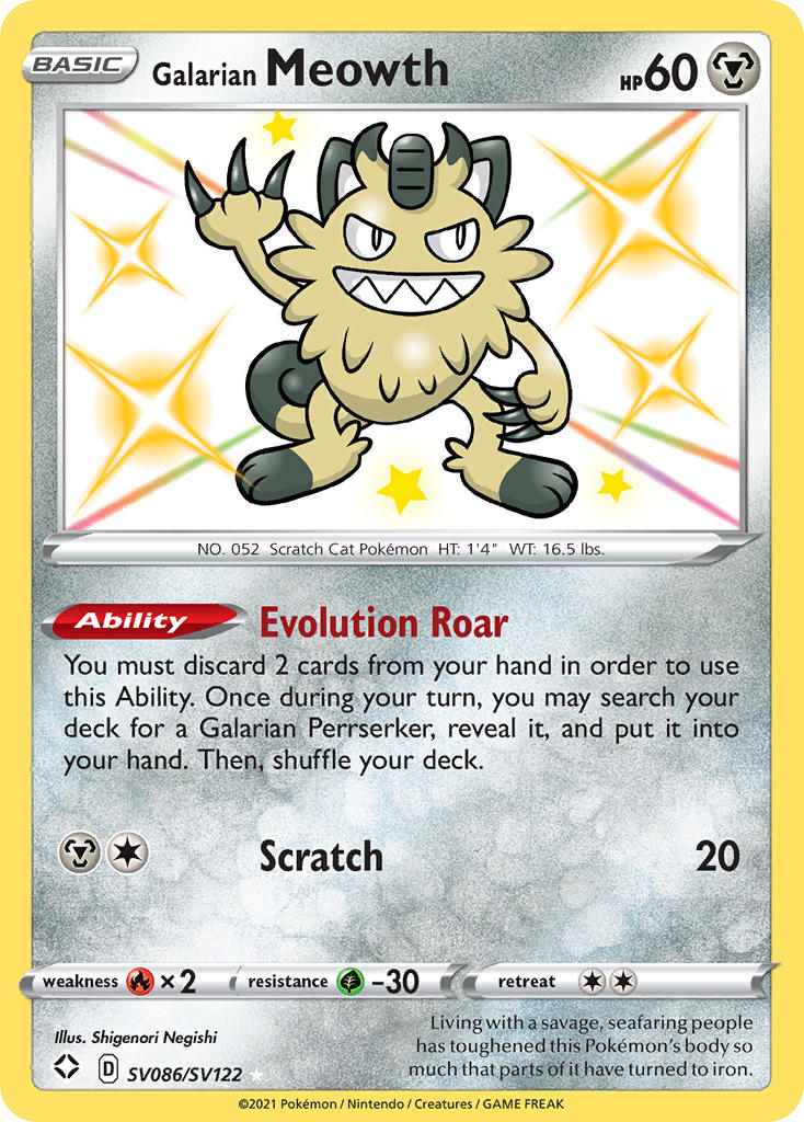 Galarian Meowth - SV086 - Shining Fates Shiny Vault