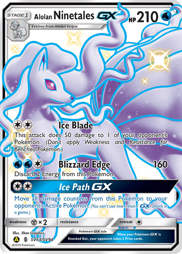 Alolan Ninetales-GX - SV53 - Hidden Fates Shiny Vault