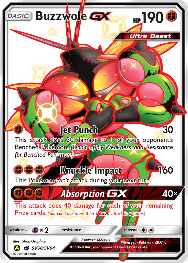 Buzzwole-GX - SV68 - Hidden Fates Shiny Vault