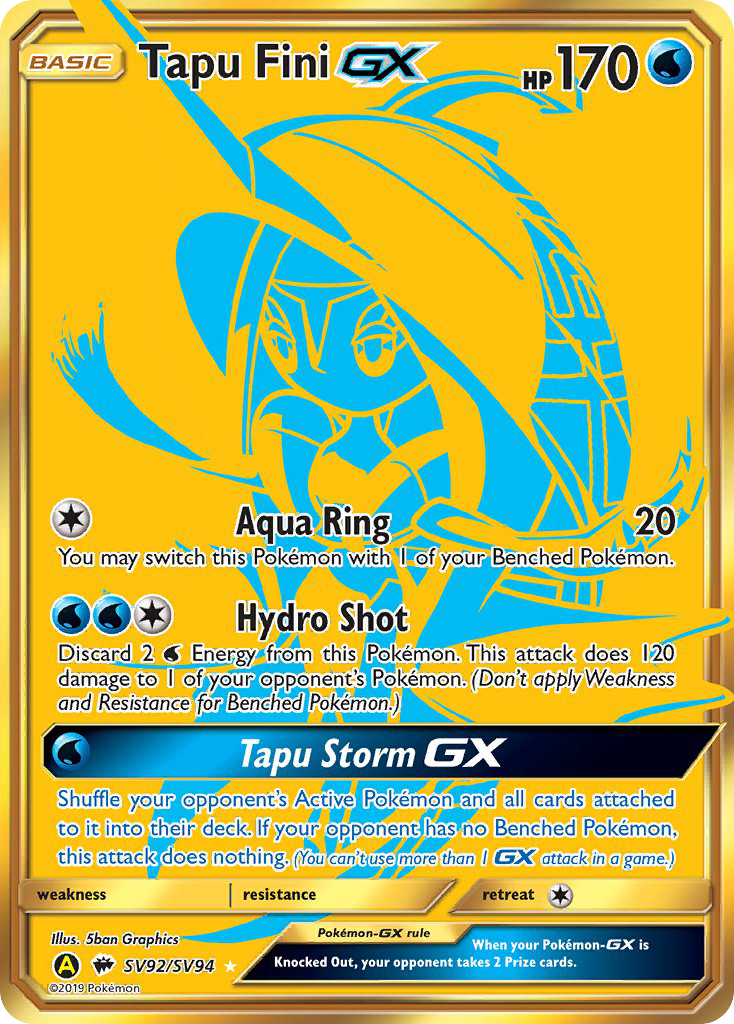 Tapu Fini-GX - SV92 - Hidden Fates Shiny Vault