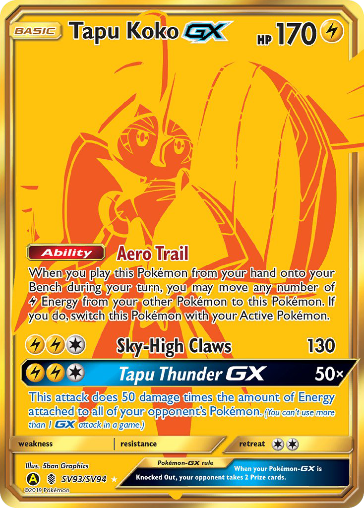 Tapu Koko-GX - SV93 - Hidden Fates Shiny Vault