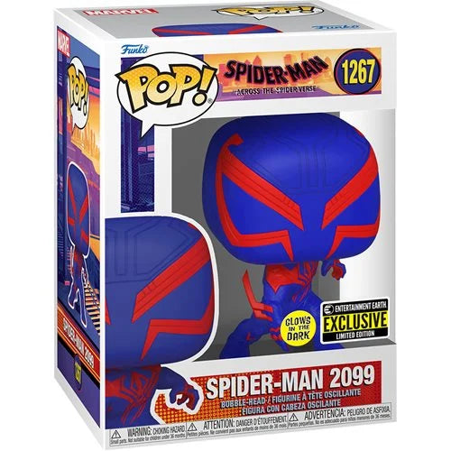 Spider-Man: Across the Spider-Verse Spider-Man 2099 Glow-in-the-Dark Pop! Vinyl Figure #1267 - Entertainment Earth Excl.