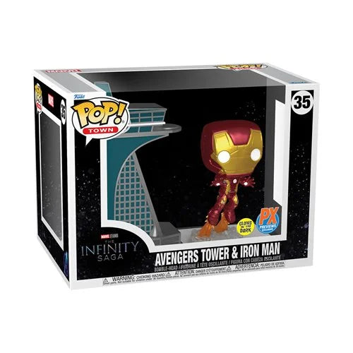 Avengers 2 Iron Man with Avengers Tower Glow-in-the-Dark Funko Pop! Town #35 - Previews Exclusive