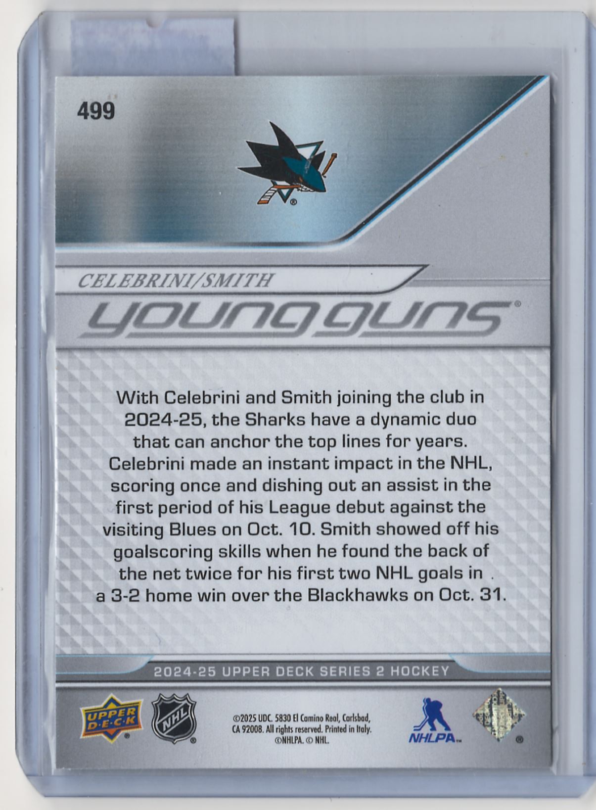 2024-25 Upper Deck Young Guns Teamates Celebrini/Smith