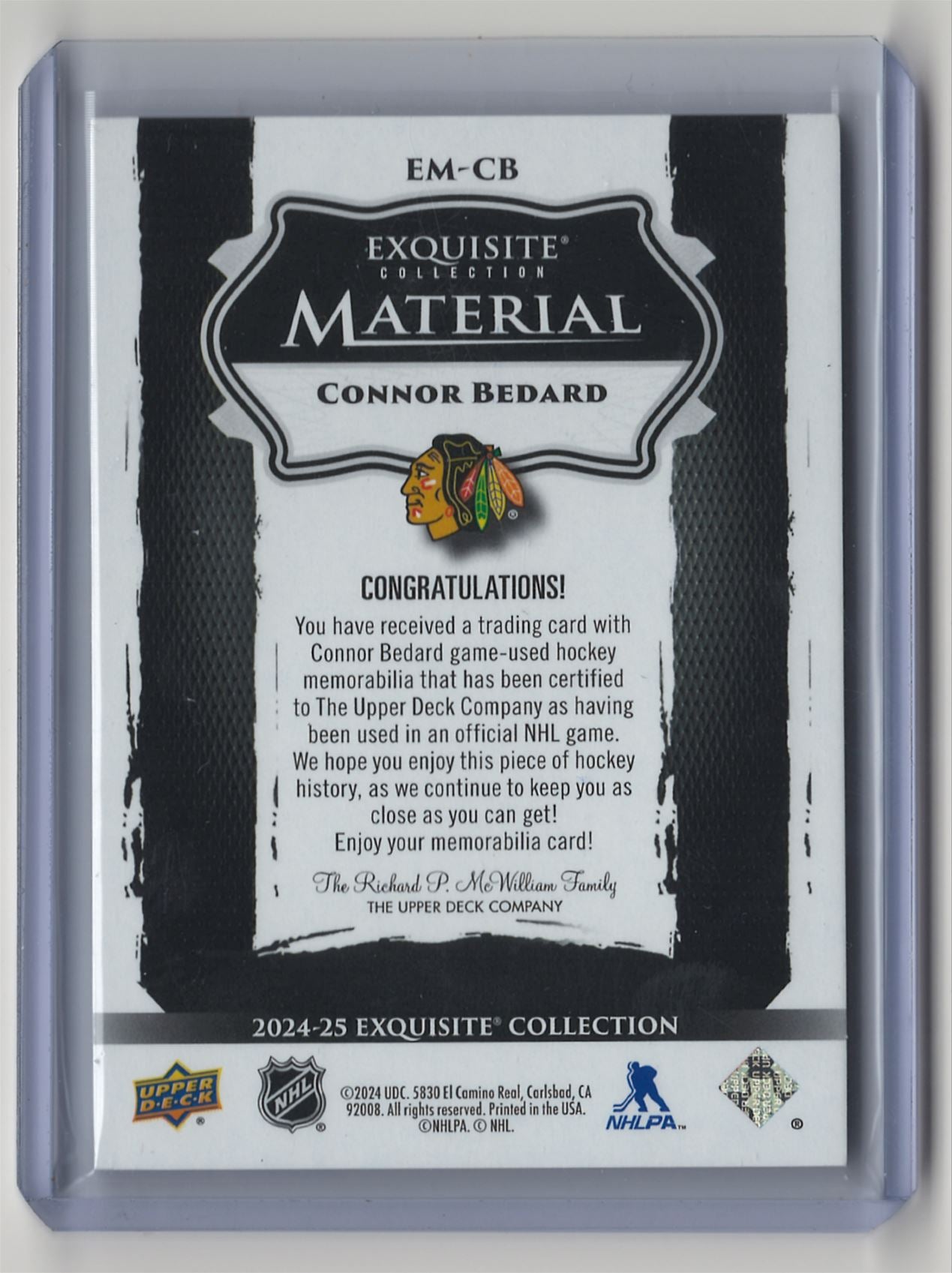 2024-25 Exquisite Collection Material Connor Bedard 3 colors patch 37/49