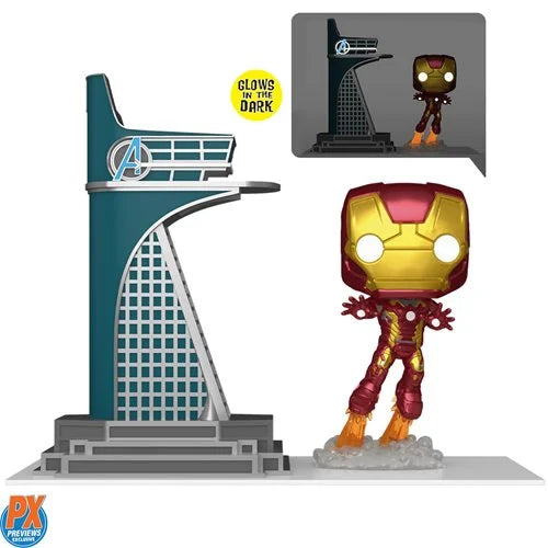 Avengers 2 Iron Man with Avengers Tower Glow-in-the-Dark Funko Pop! Town #35 - Previews Exclusive