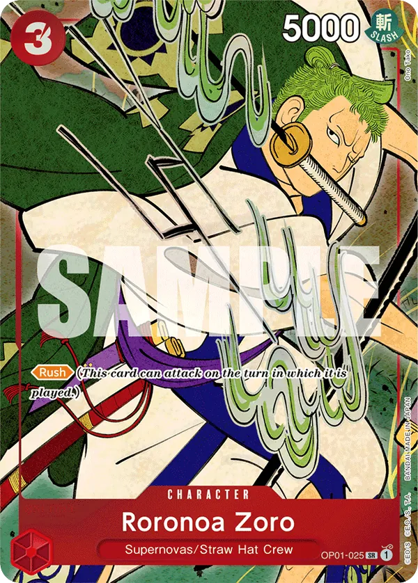 Roronoa Zoro - OP01-025 - Super Rare (First Anniversary Alt Art) - Romance Dawn