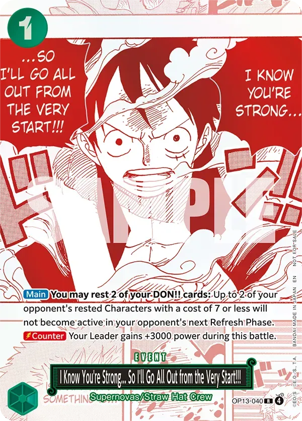 I Know You're Strong... So I'll Go All Out from the Very Start!!! - OP13-040 - Rare (Third Anniversary Alt Art) - Carrying On His Will
