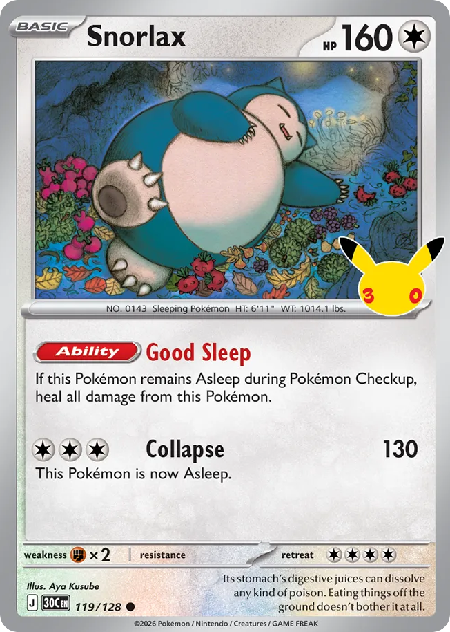 Snorlax - 119/128 - 30th Celebration