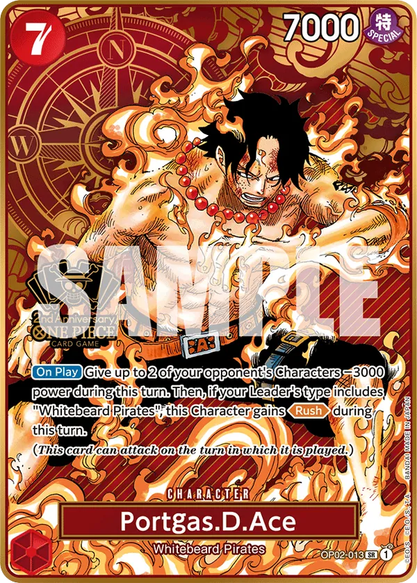 Portgas.D.Ace - OP02-013 - Super Rare (Second Anniversary Stamp) - Paramount War