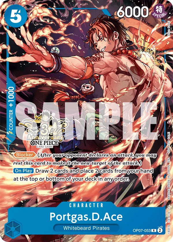 Portgas.D.Ace - OP07-053 - Rare (Third Anniversary Stamp) - 500 Years In The Future