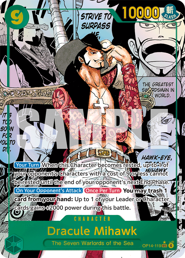 Dracule Mihawk - OP14-119 - Secret Rare (Manga Alt Art) - The Azure Sea's Seven