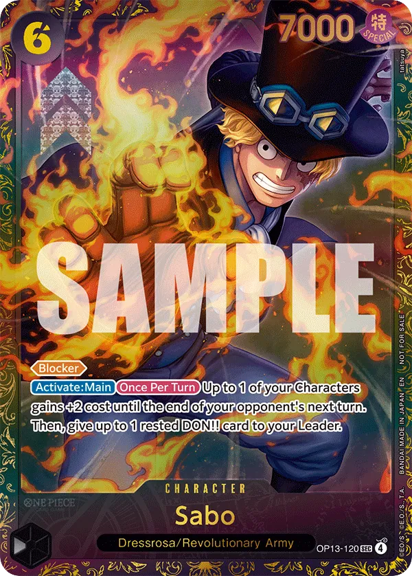 Sabo - OP13-120 - Secret Rare (Store Treasure Cup Alt Art) - Carrying On His Will