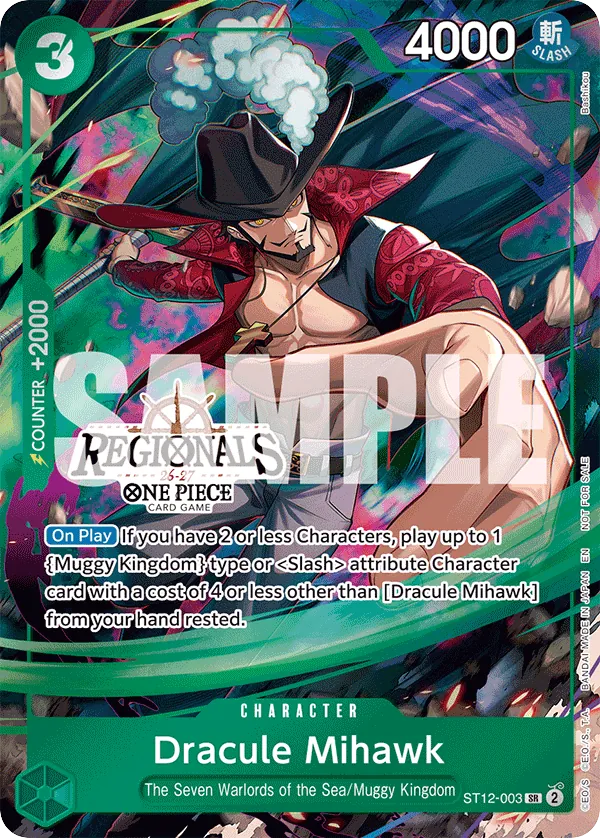 Dracule Mihawk - ST12-003 - Super Rare (Regional Participant Stamp) - Zoro and Sanji