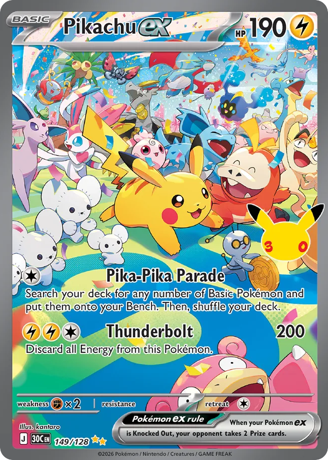 Pikachu ex - 149/128 - 30th Celebration