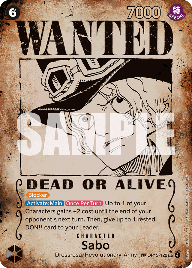 Sabo - OP13-120 - Secret Rare (Wanted Poster) - Carrying On His Will