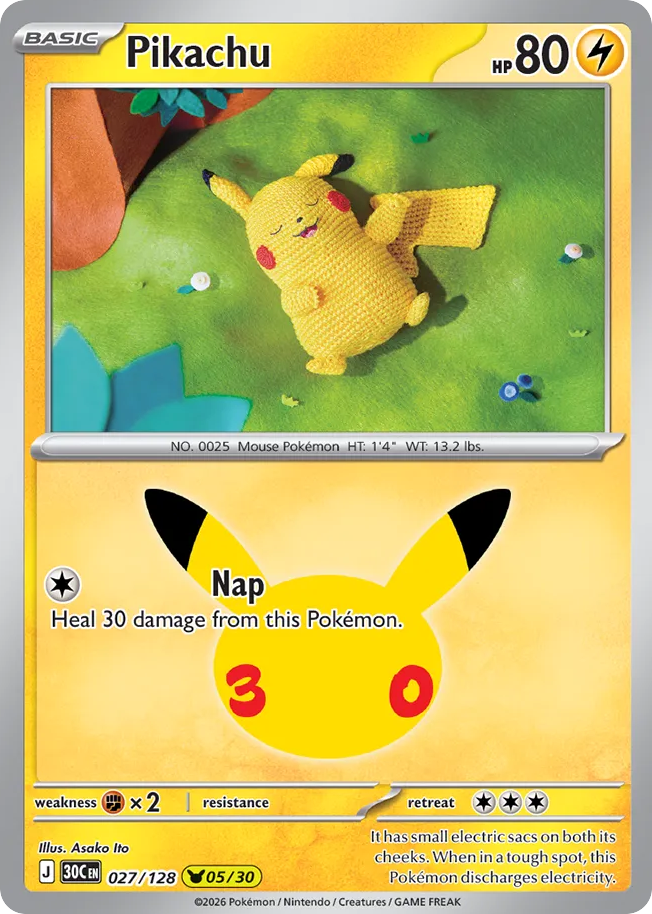 Pikachu - 027/128 - 30th Celebration