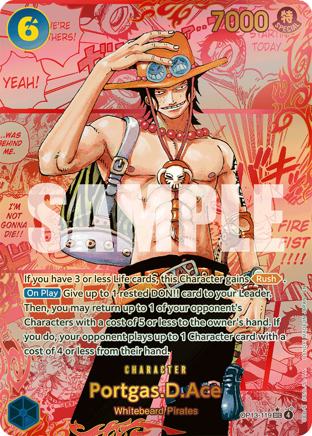 Portgas.D.Ace - OP13-119 - Secret Rare (Red Manga Alt Art) - Carrying On His Will