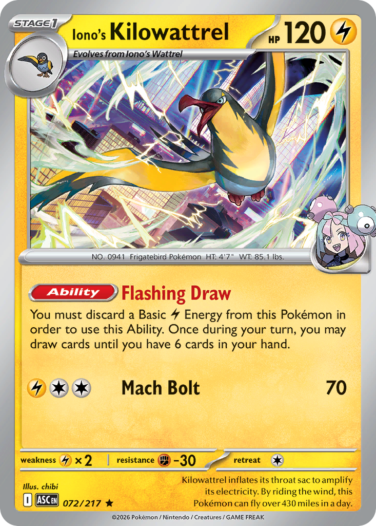 Iono's Kilowattrel - 072/217 - Ascended Heroes