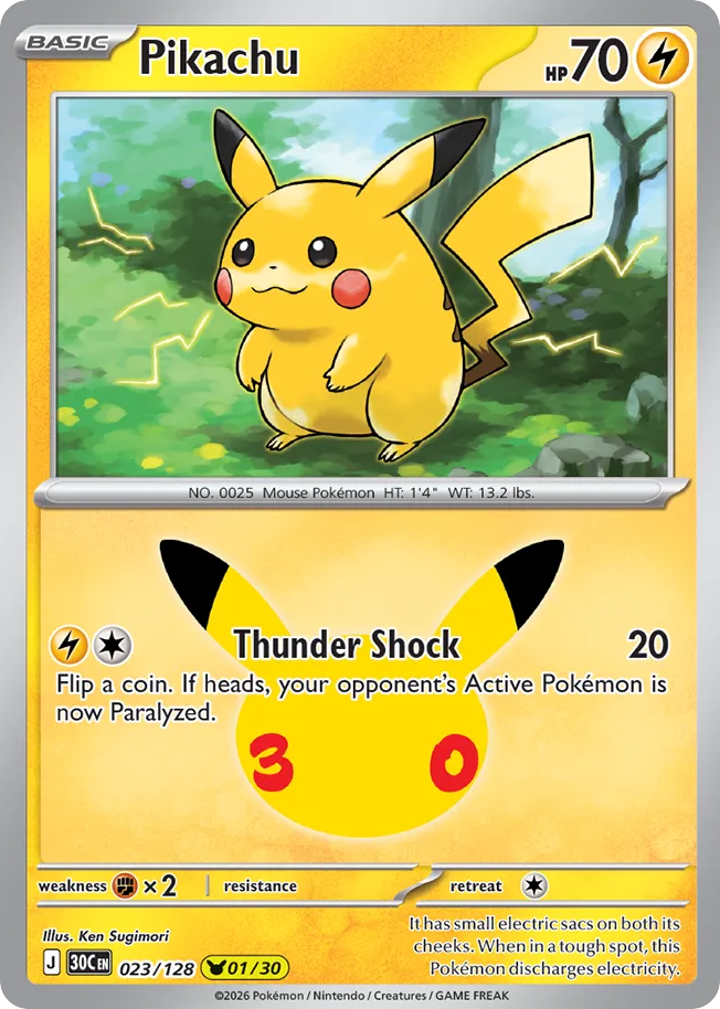 Pikachu - 023/128 - 30th Celebration