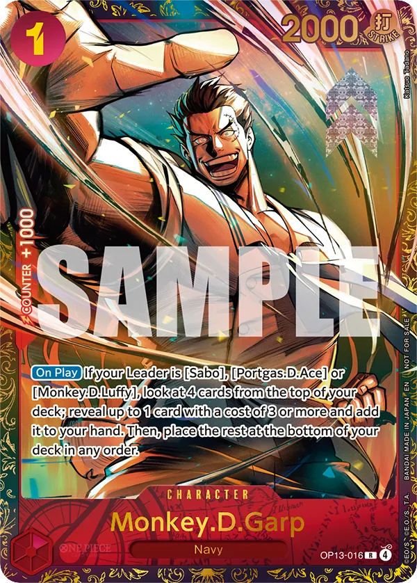 Monkey.D.Garp - OP13-016 - Rare (Treasure Cup Alt Art) - Carrying On His Will