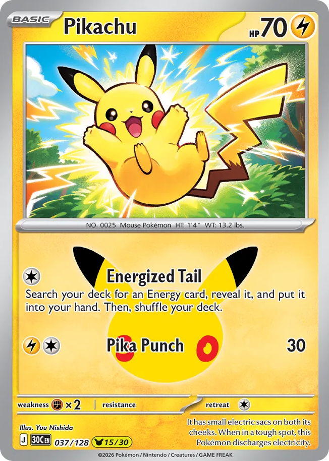 Pikachu - 037/128 - 30th Celebration