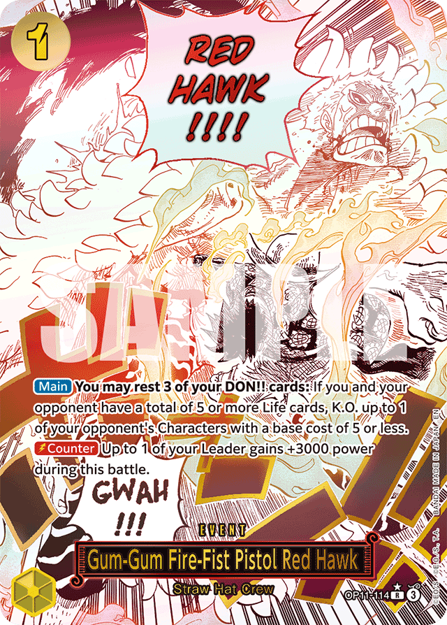 Gum-Gum Fire-Fist Pistol Red Hawk - OP11-114 - Rare (Alternate Art) - A Fist Of Divine Speed