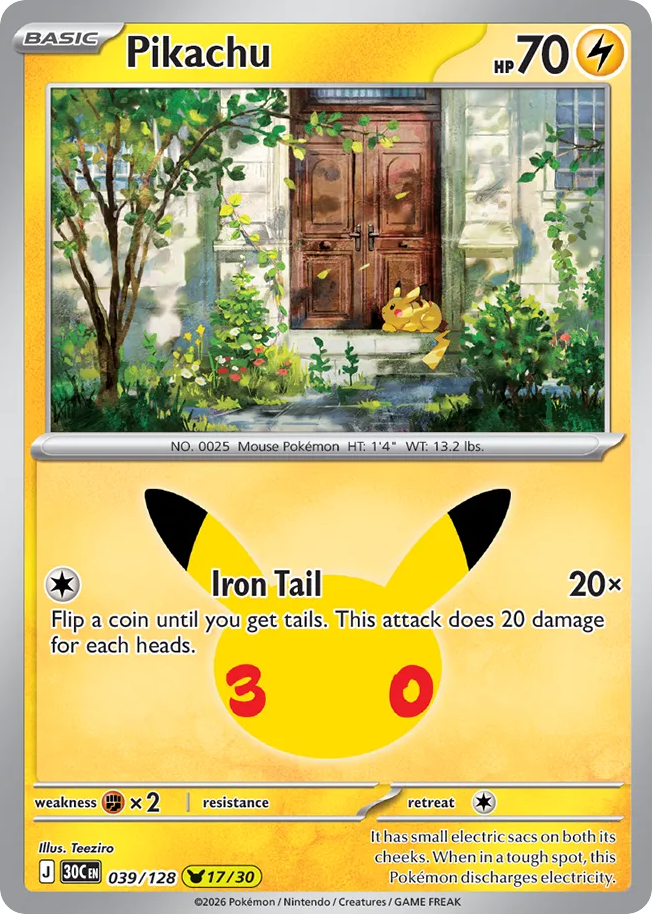 Pikachu - 039/128 - 30th Celebration
