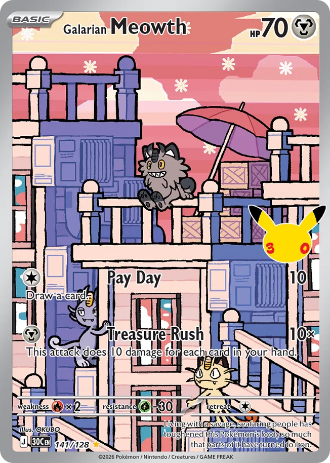 Galarian Meowth - 141/128 - 30th Celebration