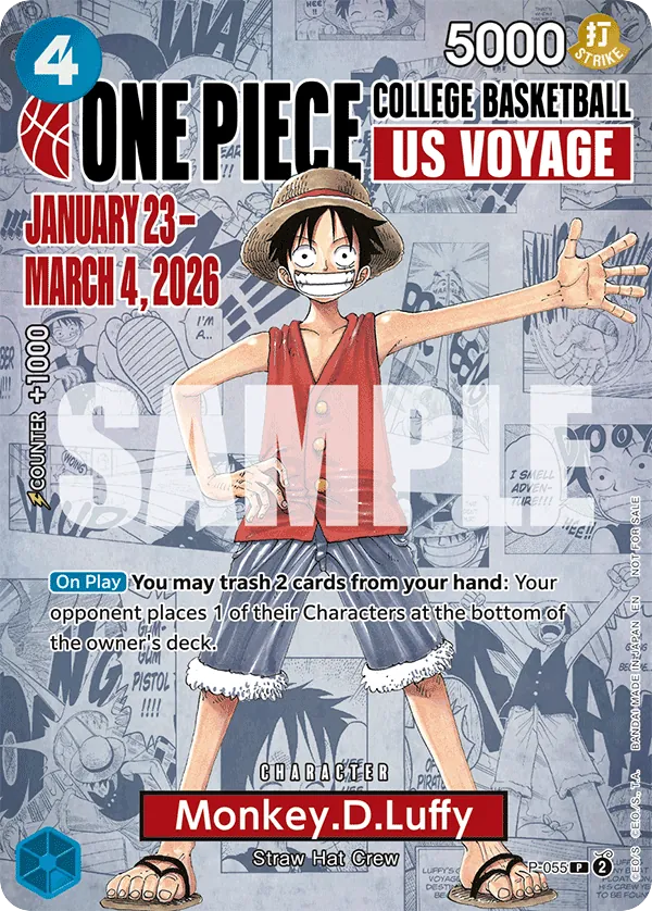 Monkey.D.Luffy - P-055 - Promo (College Basketball Stamp) - Promos
