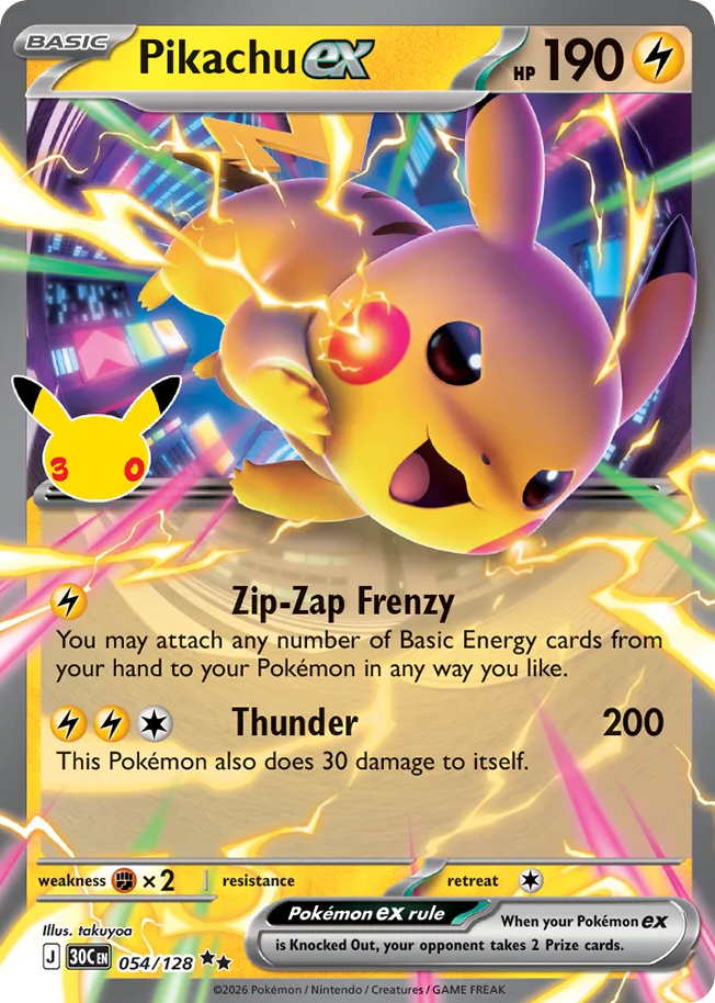 Pikachu ex - 054/128 - 30th Celebration