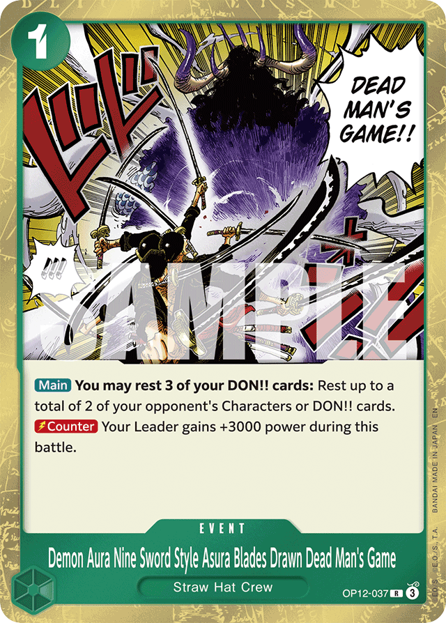 Demon Aura Nine Sword Style Asura Blades Drawn Dead Man's Game - OP12-037 - Rare - Legacy of the Master