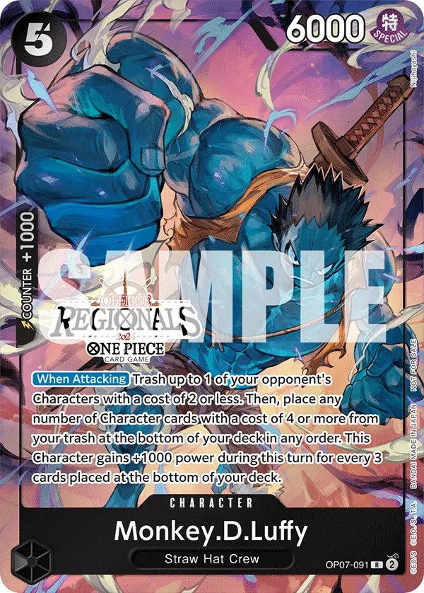 Monkey.D.Luffy - OP07-091 - Rare (Regional Participant Stamp) - 500 Years In The Future