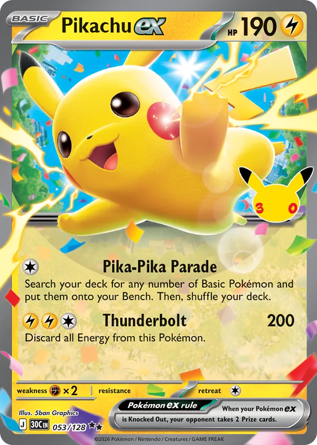 Pikachu ex - 053/128 - 30th Celebration