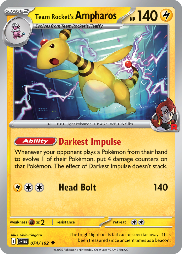 Team Rocket's Ampharos - 074/182 - Destined Rivals