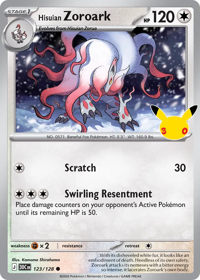 Hisuian Zoroark - 123/128 - 30th Celebration
