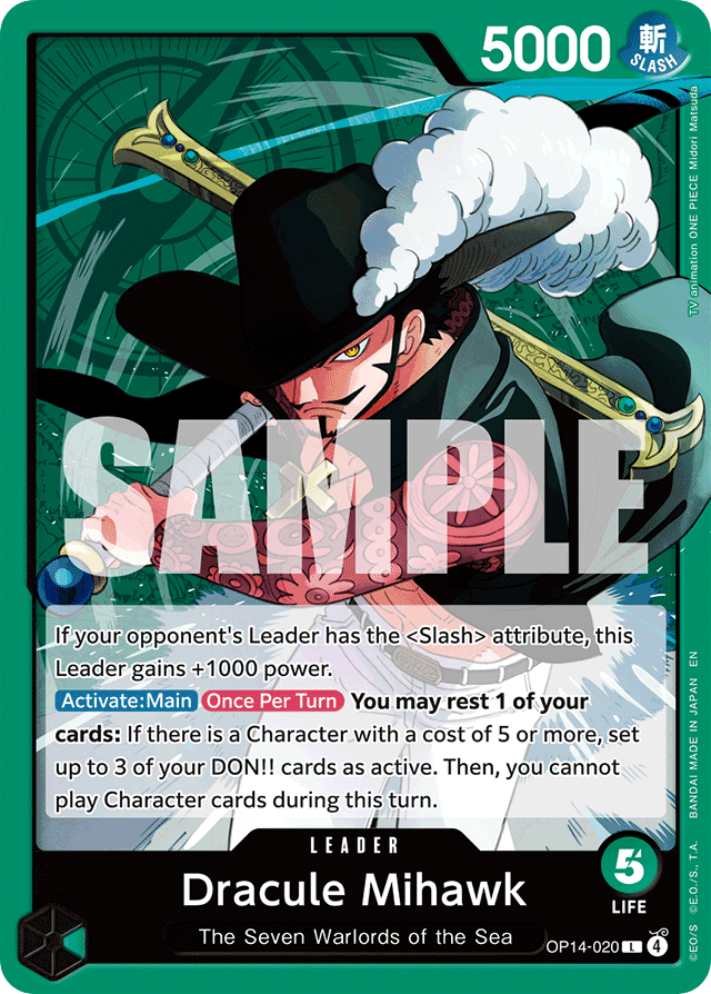 Dracule Mihawk - OP14-020 - Leader - The Azure Sea's Seven