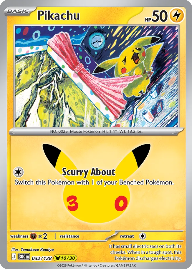 Pikachu - 032/128 - 30th Celebration