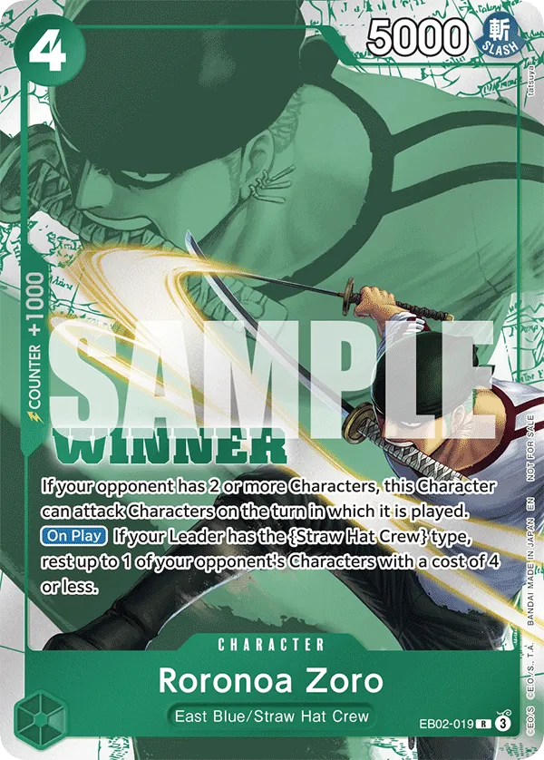 Roronoa Zoro - EB02-019 - Rare (Winner Stamp) - Anime 25th Collection