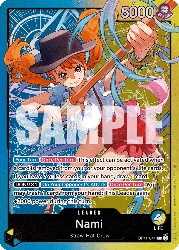 Nami - OP11-041 - Leader (Learn Together Alt Art) - A Fist Of Divine Speed