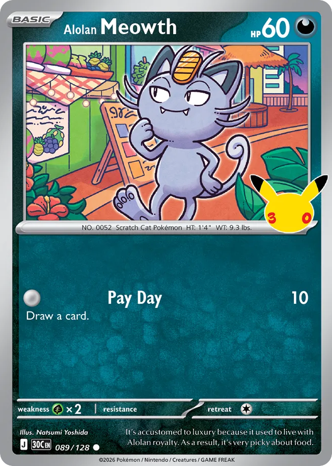 Alolan Meowth - 089/128 - 30th Celebration