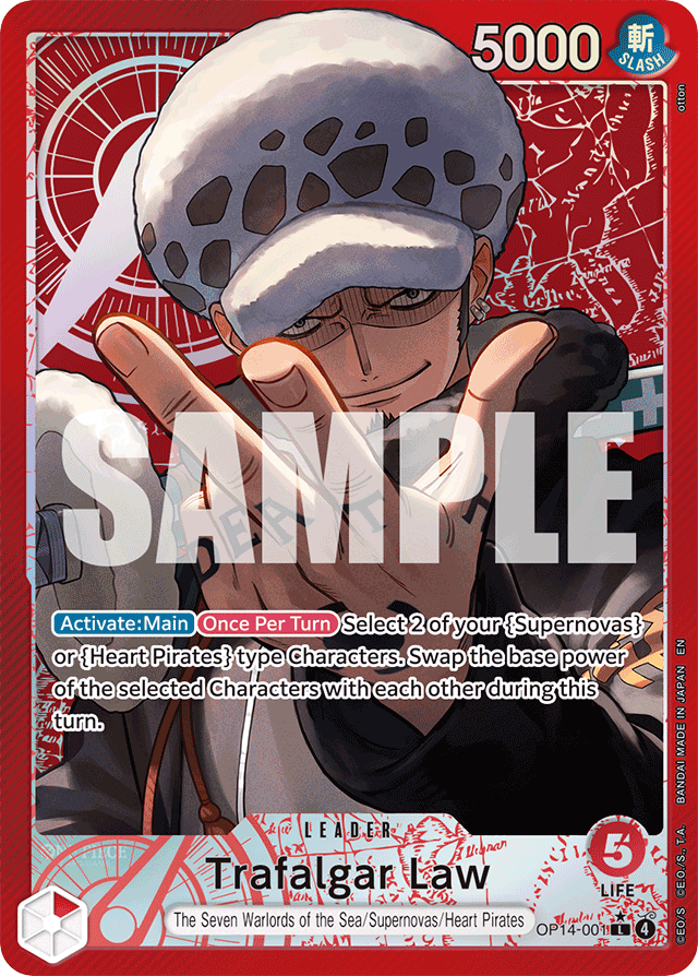 Trafalgar Law - OP14-001 - Leader (Alternate Art) - The Azure Sea's Seven