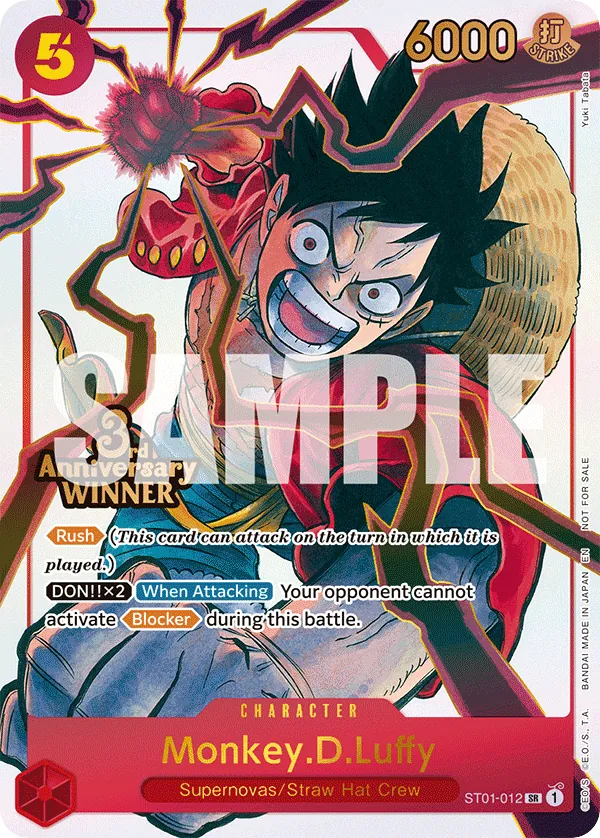 Monkey.D.Luffy - ST01-012 - Super Rare (Third Anniversary Winner Stamp) - Straw Hat Crew