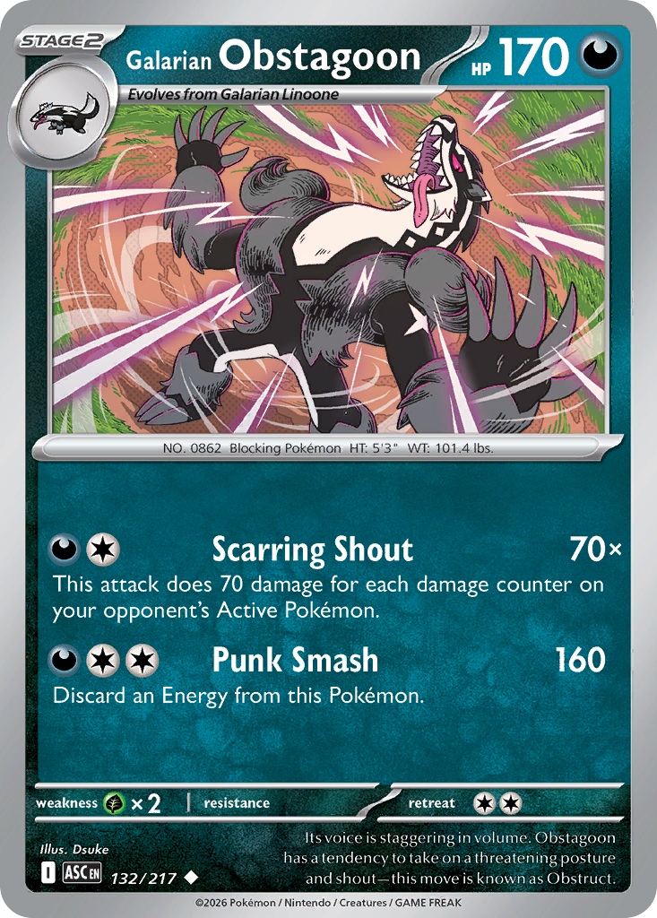 Galarian Obstagoon - 132/217 - Ascended Heroes