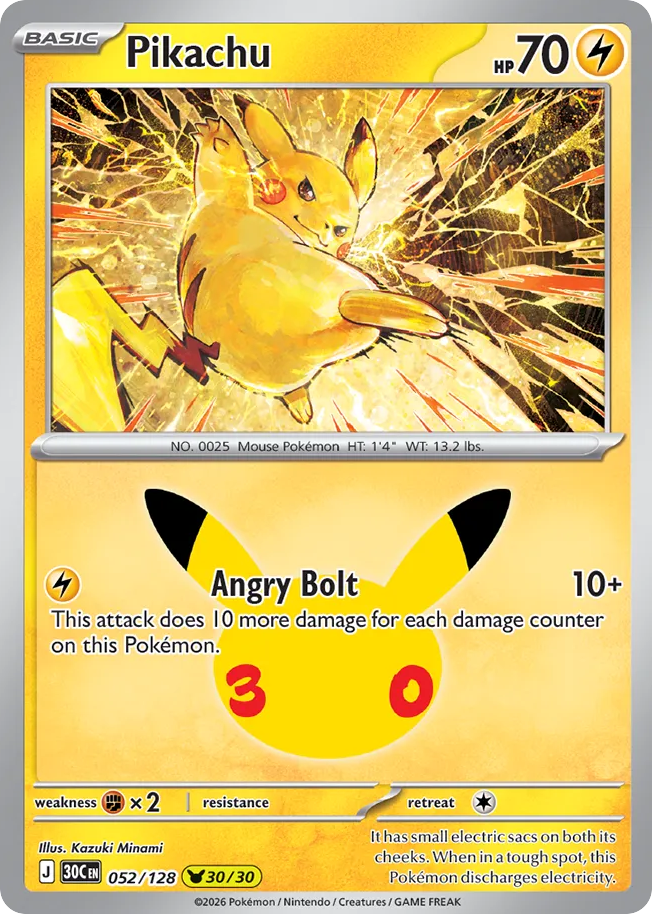 Pikachu - 052/128 - 30th Celebration