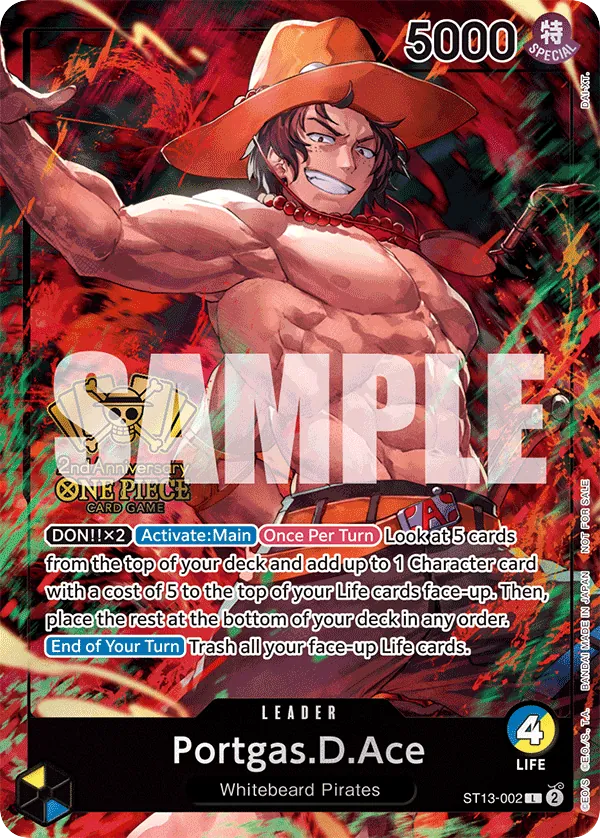 Portgas.D.Ace - ST13-002 - Leader (Second Anniversary Stamp) - Ultra Deck: The Three Brothers